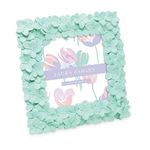 Laura Ashley 4x4 Flower Textured Hand-Crafted Resin Picture Frame with Easel & Hook for Tabletop & Wall Display, Decorative Floral Design Home Décor, Photo Gallery, Art, More (4x4, Mint Green)