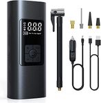 EVVIX® Portable Air Compressor Portable Tire Inflator, Electric Air Pump 150PSI with Pressure Gauge, Heat Dissipation, Rechargeable, Power Bank, Tire Pump for Bike Motorcycle Tires Ball (Black)