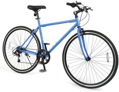 Goplus Mountain Bike, 26" Cycling Bicycle w/ 6-Speed Drivetrain, Front and Rear Dual Brakes, Adjustable Seat, All-Terrain Tires, Outdoor MTB City Bike for Men Women Teens Adults (Navy)