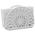 Home Basics NH45813 Sunflower Collection Cast Iron Napkin Holder for Kitchen Countertop | Dinner Table | Indoor & Outdoor Use | Storage and Organization, White