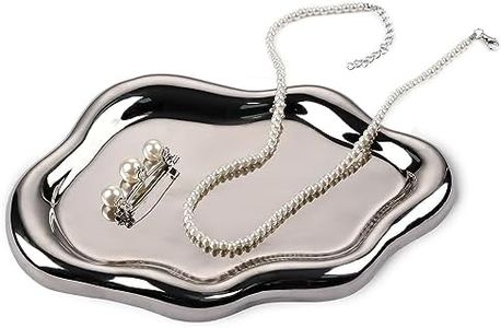 VanEnjoy Ceramic Cute Jewelry Dish, Aesthetic Jewelry Tray Silver finished, Small Trinket Dish, Ring Bowl for Jewelry, Thanksgiving Friend Gift