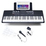 JUAREZ Octavé JRK660 61-Key Electronic Teaching Keyboard Piano with LED Display | Adapter | Key Note Stickers |Music Sheet Stand| 200 Rhythms | 200 Timbres |40 Demos|USB Output|8 Percussions, With MIC