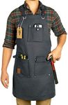 Texas Canvas Wares Waxed Canvas Heavy Duty Work Apron With Pockets - Deluxe Edition - with Quick Release Buckle Adjustable up to XXL for Men and Women (Grey Deluxe Edition)