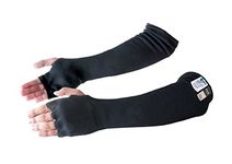 Kevlar Cut & Heat Resistant Designer Arm Sleeves with Finger Openings - Black 18 inches by Kezzled