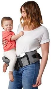 Tushbaby Original Hip Seat Baby Carrier for Babies & Toddlers up to 45 lbs, Safety Certified, Lightweight No-Foam Design with Storage, Grey