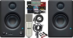 PreSonus Pair of Eris E3.5 BT 3.5" 2-Way 25W Studio Bluetooth Monitors with with Studio One Prime DAW Studio Magic and Plug-in Suite Software Pack and Professional Condenser Recording Microphone Kit