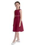 YOOJIA Girls Rhinestone Flower Girl Dress Chiffon Knee Length Dress Jr Party Casual Sundress Red 4