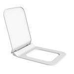 Plantex Polypropylene Soft Closing Toilet Seat/Western Toilet Seats For Bathroom/Toilet Seat/Toilet Seat Cover For Commode - Rectangle Shape (Glossy White)