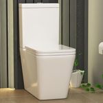 Bathroom Close Coupled WC Toilet with Soft Close Seat Ceramic Rimless - Elena