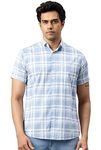 Majestic Man Slim Fit Pure Cotton Checkred Half Sleeve Casual Shirt (Blue, XX-Large)