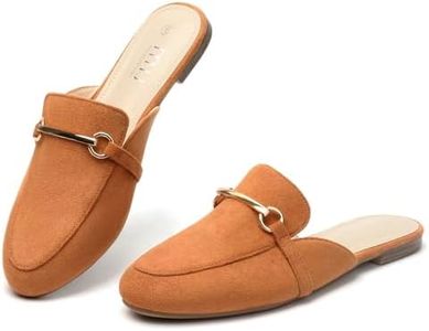 MUSSHOE Mules for Women Flats Comfortable Slip on Women Mules Backless Loafers,Tan Suede 9.5