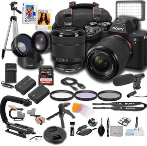 Sony A7 IV Mirrorless Digital Camera 24MP w/ 28-70mm Lens, LED Light, Microphone, 128GB Extrem Speed, U-Grip, Filters, Tripod, Case, Software, & More – Pro Video Bundle (38pc), Black