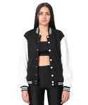 Varsity Jacket Cottonblend unisex full sleeves Letterman Jacket (Medium, Black)