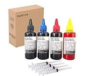 INK+ Ink Refill Kit 100ml for HP All Models Such as 61 60 62 63 64 65 950 951 564 920 901 etc Inkjet Printer Cartridges for Refillable Ink Cartridges or CIS CISS System 4 Color Set