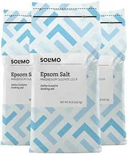 Amazon Brand - Solimo Epsom Salt Soak, Magnesium Sulfate USP, Unscented, 8 pound (Pack of 3)