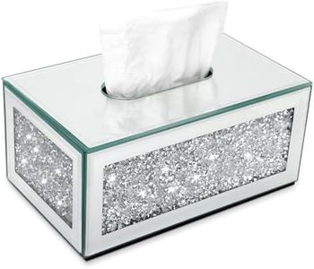 AAZZKANG Tissue Box Cover,Rectangular Crystal Crushed Diamond Tissue Box Holder,Silver Luxury Decorative Napkin Dispenser for Bathroom,Countertop,Bedroom,Living Room Office