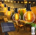 btfarm 23M/75FT Solar Festoon Lights Outdoor with Remote, 30+3 LED Solar String Lights Outdoor Garden with G40 Bulbs, 4 Lighting Modes Waterproof Solar Garden Lights for Gazebo Patio Wedding Decor