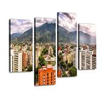 Eastern Caracas cloudscape Panoramic City View at mid Afternoon Canvas Wall Art Hanging Paintings Modern Artwork Abstract Picture Prints Home Decoration Gift Unique Designed Framed 4 Panel