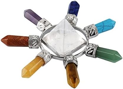 Rockcloud Pyramid & 7 Chakra Points Energy Generator,Reiki Healing Crystal Stone,Rock Quartz