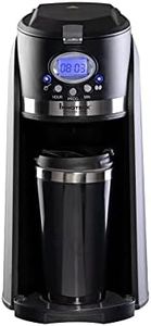 Innoteck Filter Coffee Maker Grind and Brew 2 in 1 Automatic Coffee Machine with Stainless Steel Thermo Travel Mug Kitchen Pro - Black/Chrome