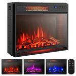 Safstar 25 Inches Electric Fireplace Insert, 900/1350W Recessed Electric Fireplace w/ 3 Flame Colors & 4 Brightness, Adjustable Temperature, Electric Fireplace Heater for Wall Mounted & TV Cabinet…