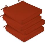 downluxe Outdoor Chair Cushions for Patio Furniture, Waterproof Square Corner Memory Foam Patio Chair Cushion with Adjustable Ties and Portable Handle, 19" x 19" x 3", Brick Red, 4 Pack