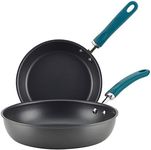 Rachael Ray 81127 Create Delicious Deep Hard Anodized Nonstick Frying Pan Set/Fry Pan Set/Hard Anodized Skillet Set - 9.5 Inch and 11.75 Inch, Gray