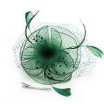 1920s Fascinator Hat with Veil Pillbox Hat Mini Top Tea Party Derby Headband (Green)