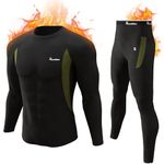 romision Thermal Underwear for Men Long Johns Thermals Fleece Lined Long Underwear Top and Bottom Set Cold Gear Black XS-4XL