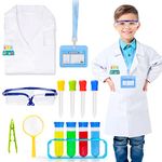 LOYO Kids Role Play Halloween Costumes, Scientist Costume Kids with Lab Coat, Fancy Dress Costumes for Kids Boy Girls Birthday Gift, White, S