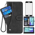 Asuwish Samsung Galaxy S6 Edge Wallet Case,Leather Phone Cases with Credit Card Holder Slim Kickstand Stand Shockproof Rugged Flip Folio Protective for Samsung S6 Edge S 6edge Women Girls Men Black