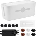 Gabfu Cord Organizer Box, Cable Management Box to Hide Power Strips,Cable Box Organizer to Hider The Cable Cord Under Desk,White