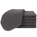 Sinland Microfiber Waffle Weave Dishcloths Cleaning Cloths 6 Pack 13inch X 13inch Grey