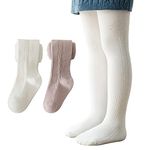 Snegyu 2 Pack Warm Tights for Kids Girls' Back to School Uniform Plain Tights Socks Knit Cotton Rich Baby Girl Leggings Toddler Pantyhose for 8-10 Years