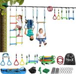 Upgrade Ninja Slackline with Obstacle Course for Kids - 60FT×1 Zipline Kit with 9 Accessories Backyard Durable Obstacles Playset, Easy Setup for The Family, Kids