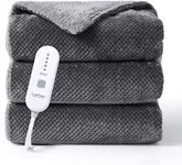 CAROMIO Heated Throw Electric Throw Blanket, Flannel Sherpa Heating Blankets, Soft Thicken Heated Blankets for Couch with 5 Heat Settings and 4 Hours Auto Shut Off, Grey, 50"× 60"