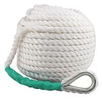 Pindex Anchor Rope Nylon Rope Three Strand Braided 12mm x 61m Boat Dockline Twisted Anchor Rope for Boat Sailboat Sled Line