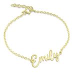 Personalised 18K Gold Plated Name Bracelet - Solid 925 Sterling Silver - Custom Gift for Her - Handmade Charm Jewellery (18K Gold)