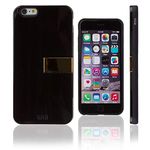 Lilware Armor Hard Plastic Case for Apple iPhone 6 and 6S. Glossy Dual Layer Protective Cover with Kickstand and Credit/Business Card Secret Slot. Black