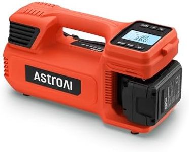 AstroAI TC4 Portable Air Compressor Tire Inflator, 470W 18V Cordless Air Pump for Truck Tires with 4000mAh Battery, 150PSI Heavy Duty Air Compressor with Digital Display for Car, RVs, SUV Red