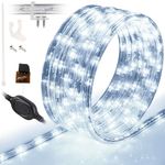 WYZworks 576LEDs 50ft LED Outside Rope Lights, Outdoor ETL Certified Waterproof Permanent 360 Degree Light Emitting, Flexible Tube, Connectable, Christmas Palm Tree Exterior Landscape, Cool White