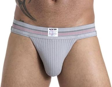 GYM Mens Old School Jockstrap with 2" Waistband (Heather Grey, Large)