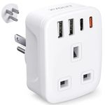 UK To US Plug Adaptor with USB C PD20W - USA Travel Adapter,Fast Charger American Plug Adapter UK To US adapter travel from UK, US to UK plug adapter for Canada America Thailand Mexico Jamaica Type B