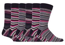 Sock Snob - Mens 6 pack colourful striped patterned luxury casual dress business cotton socks in 7 styles (6-11 UK, SS Tokyo)