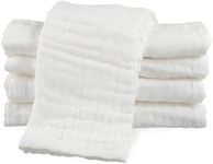 lanjue 5 Pcs Muslin Baby Burp Cloths, Large 20"x10" Cotton Burping Cloth Extra Soft and Absorbent Baby Burp Rags for Newborn Unisex Baby Girls and Boys (White)