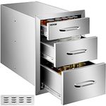 VEVOR 14x20.3 Inch Outdoor Kitchen Drawers Stainless Steel, Flush Mount Triple Drawers, 14W x 20.3H x 23D Inch, with Stainless Steel Handle, BBQ Drawers for Outdoor Kitchens or BBQ Island