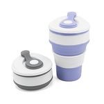 Beowanzk 2 Pcs Collapsible Coffee Cup Silicone with Lids (350 ml), Portable Coffee Cup, Coffee Cup Travel Mug, Travel Mugs for Hot Drinks, Travel Coffee Mug, Reusable Coffee Cups