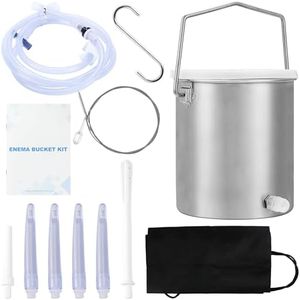 TopQuaFocus Coffee Enema Bucket Kit for Men and Women,2 Quart Capacity Stainless Steel Enema with 6.5ft Silicone Hose for Colon Detox Cleanse Enema