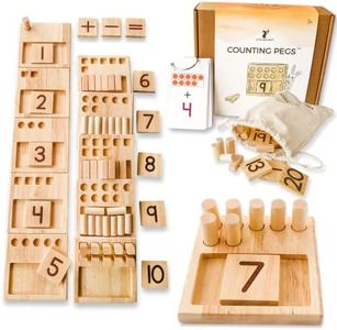 LITTLE BUD KIDS Counting Pegs - A Ten Frame Maths Game with Addition and Subtraction Flash Cards, A Wooden Montessori Maths Toy & Math Manipulatives Number Peg Boards for Kids 3 4 5 6 7