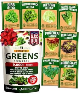 HOME GROWN 8 Lettuce & Salad Greens Seed Vault - 4,000+ Non-GMO Vegetable Seeds for Outdoors or Indoors - Seeds for Planting Hydroponic Garden